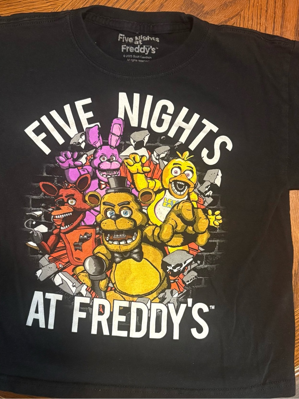 Five Nights at Freddy's Kids Black Short Sleeve Tee - Yellow Character Graphic